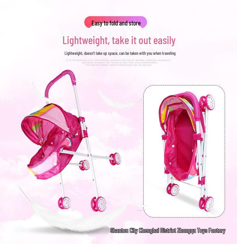 Children's Simulation Stroller Toy - Pretend Play Iron Rod Design for Girls