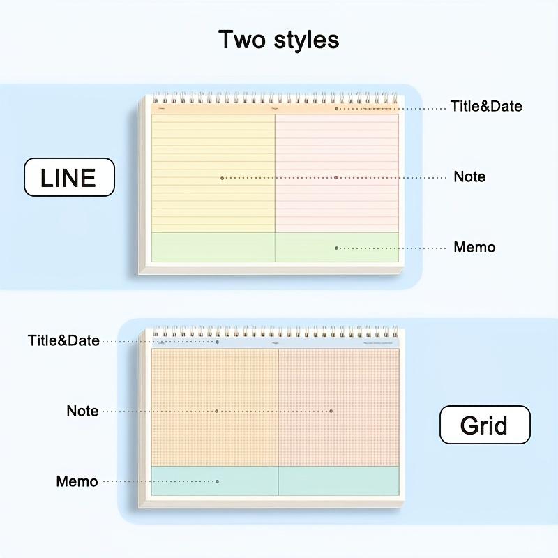 B5 Top Spiral Notebook Thickened Grid Lined Journal Student Sectioned Study Note Book for Exam Preparation