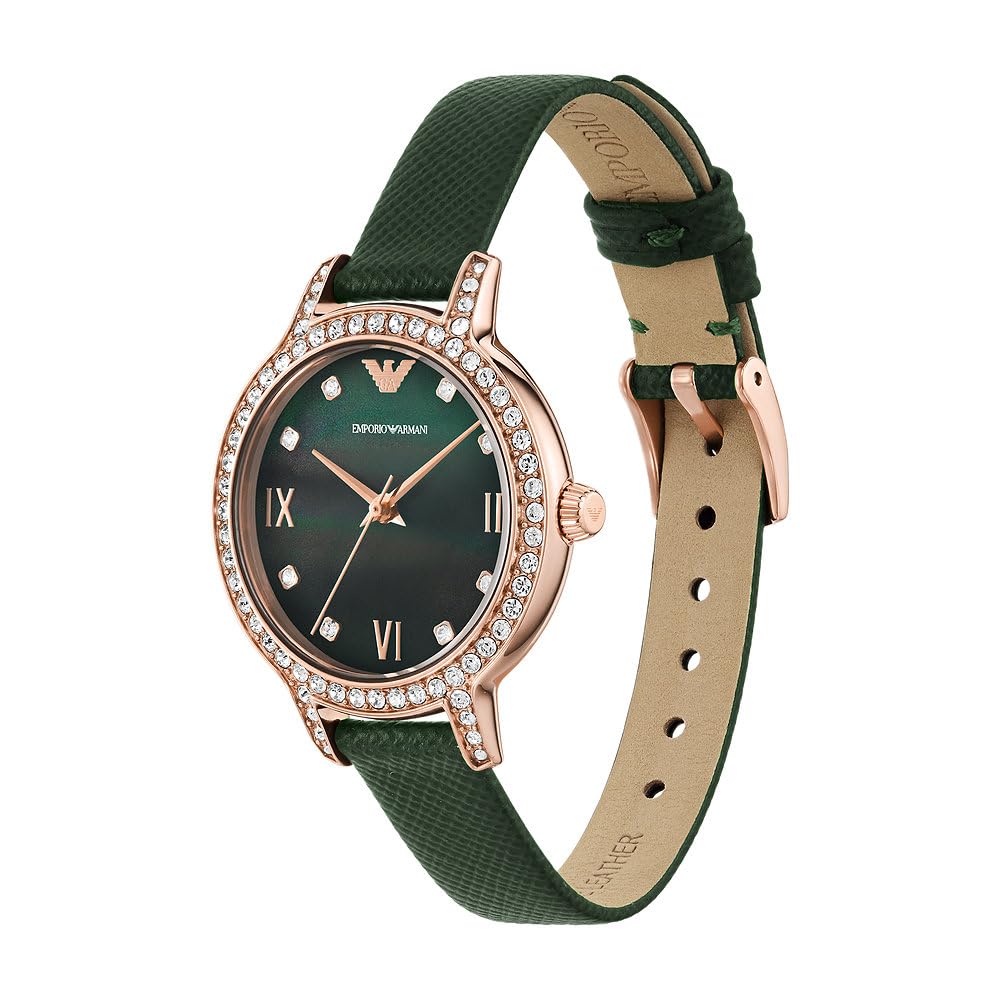 Montre Analogique Quartz Emporio Armani avec Bracelet en Cuir AR11577 Femme