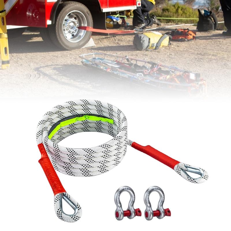Strong High Load Bearing Tow Strap Recovery Belt, 10 Ton, Equipped with Safety D Rings and Night Reflective Technology