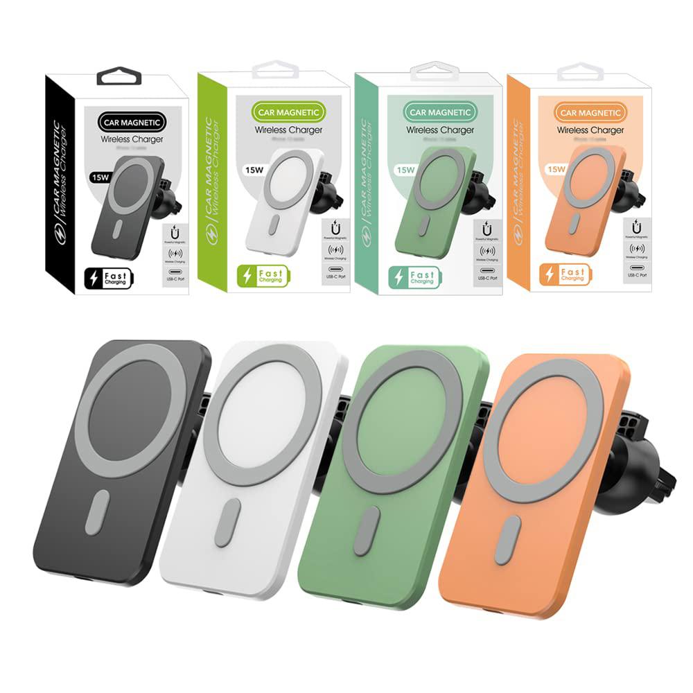 W87 Car Air Outlet Phone Mount Magnetic Wireless Charger Cell Phone Bracket Compatible with MagSafe