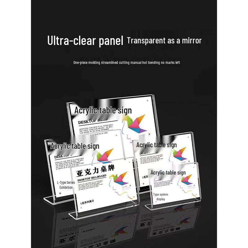 Acrylic L-Shape Slanted Sign & Card Holder