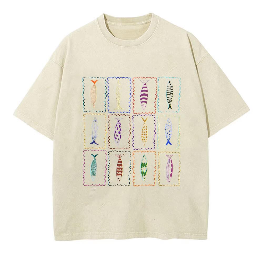 T-shirt da Pesca Giapponese con Grafica di Pesci Anime T-shirt Per Pescator Unisex Unisex Unisex 100% Cotone Top Largo