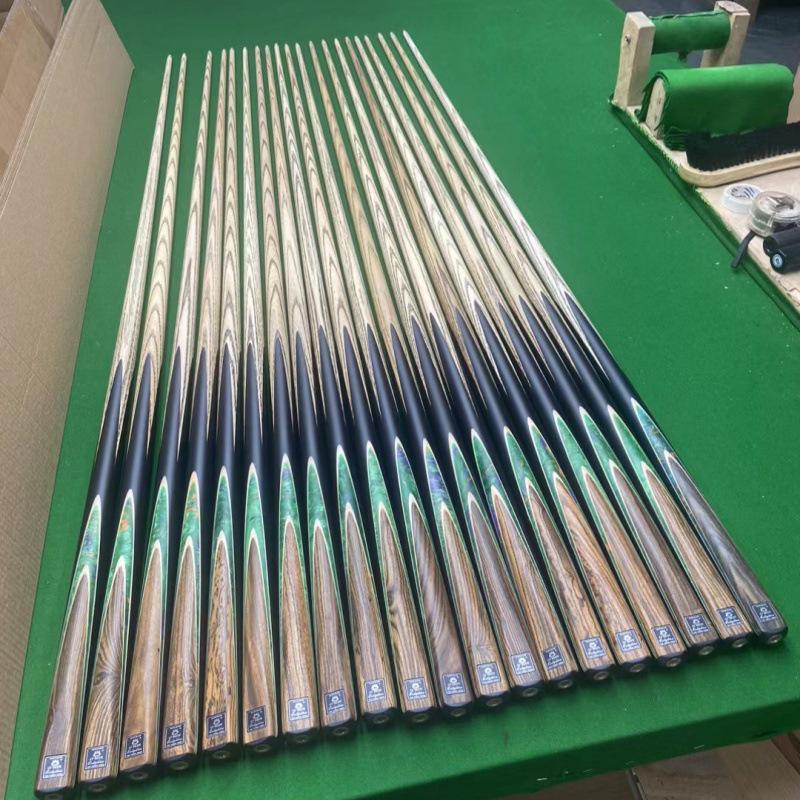 Mystery Shooter Full-Size Handmade Snooker and Pool Cue, Small Head, Black Eight Design, 16 Colors Available