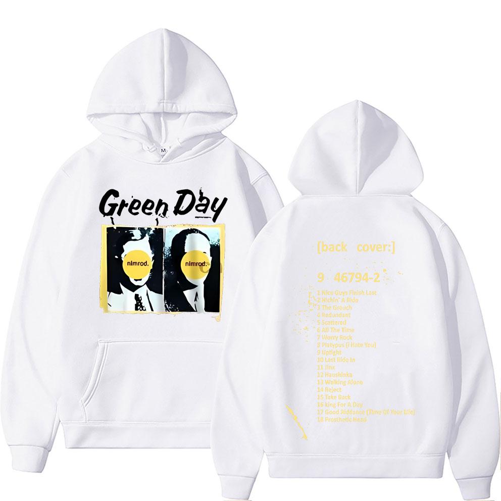 Raro Felpa con Stampa Retro Cover Album Punk Green Day Nimrod Uomo Vintage Gotico Rock Oversize Felpa Uomo Hip Hop Casual Felpe con Cappuccio