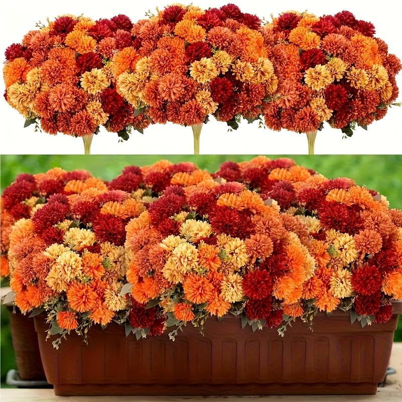 

No-Fade Autumn Flowers, Indoor/Outdoor Decor. Lifelike Chrysanthemum & Marigold, Perfect for Thanksgiving Centerpiece. помаранчевий
