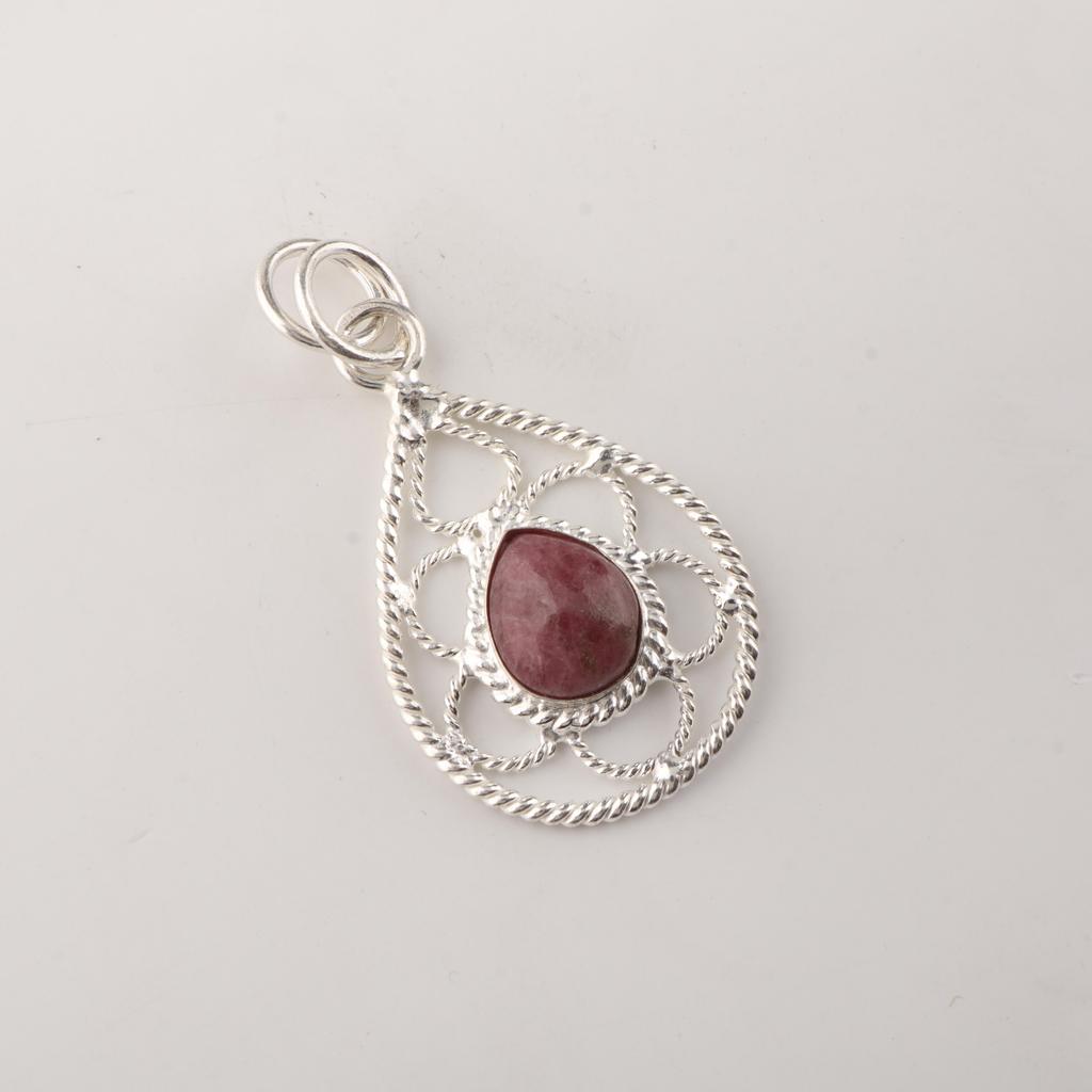 Black Rhodonite Gemstone 925 Sterling Silver Designer Jewelry pendant 1.40" For Anniversary Gift PP-19-22