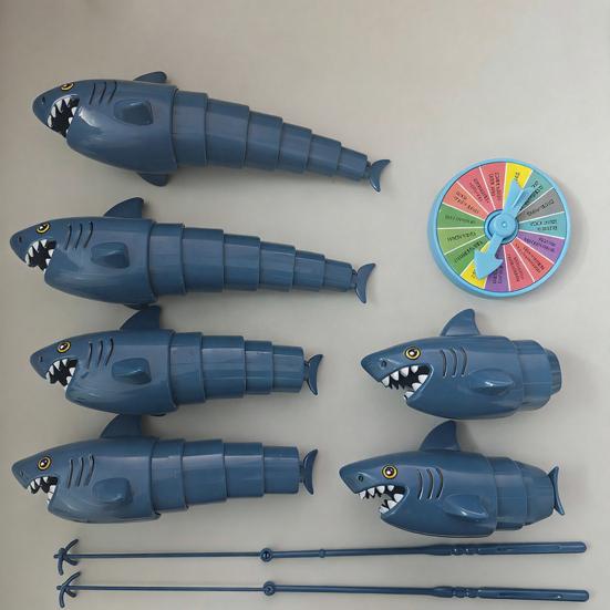 1 Set Kids Fishing Board Game Kit with 2 Rods 6 Retractable Fishes Penalty Wheel Toddlers Boys Girls Educational Multi-player Interactive Fishing Toy