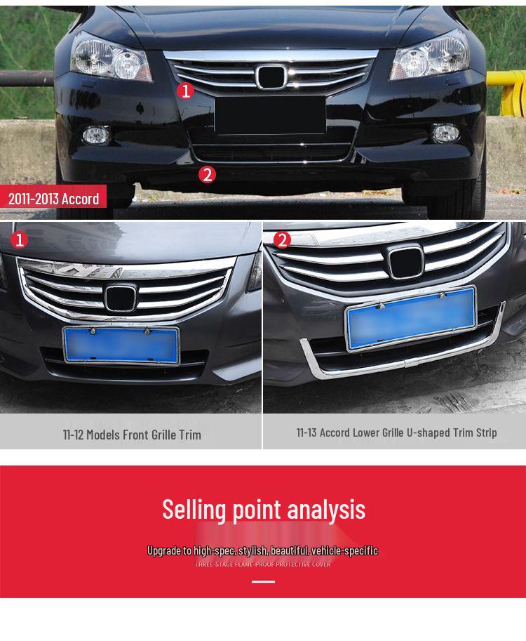 Chromové ozdobné lišty pro mřížku Honda Accord (2008-2013)