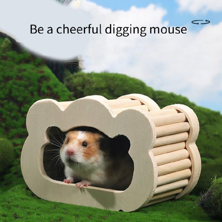 Small Animal Wood Shelter House Small Pet House Cage Accessories Habitat House Hamster Hideouts Playhouse for Chipmunks