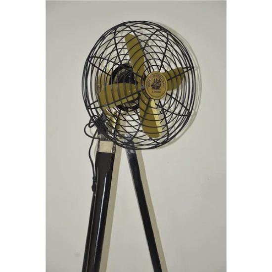 Ventilatore antico della Royal Navy, ventilatore da pavimento con treppiede in legno nero, ideale come regalo