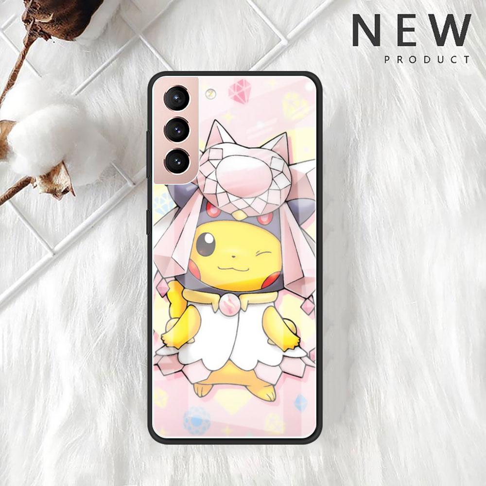 Glashülle für Samsung Galaxy S20 FE S22 Ultra S21 Plus Note 20 S10 Lite 10 S10e S9 Gehärtete Handyhülle Lustiges Pokemon Pikachu