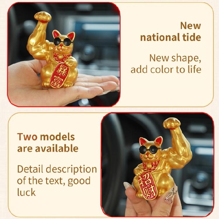 Scultura di Gatti Fortunati con Braccia Muscolose Statuetta di Gatti della Fortuna e della Ricchezza per Prosperità Decorazione Desktop Casa e Ufficio Fengshui