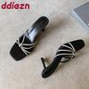 Party Sexy Ladies High Heels Pumps Slides Shoes Female Slip On Footwear Luxury Rhinestones Women Thin Heels Shoes