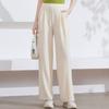 Simple and Neat Pleated Design Pants for Women In Summer, Slim and High Waisted Versatile Casual Pants