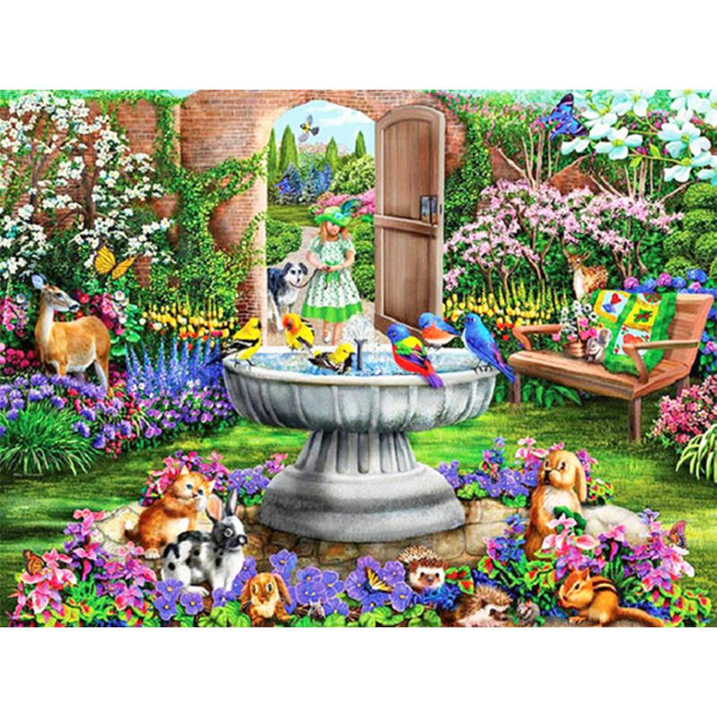 Fleurs Maisons Italie Rue Bricolage 5D Diamant Peinture Par