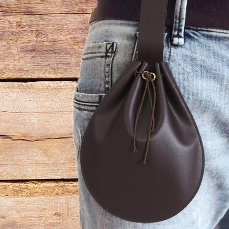 Medieval Faux Leather Belt Pouch,Portable Retro Renaissances Belt Bag Coin Purse Dices Bag for LARP,Halloween Cosplay
