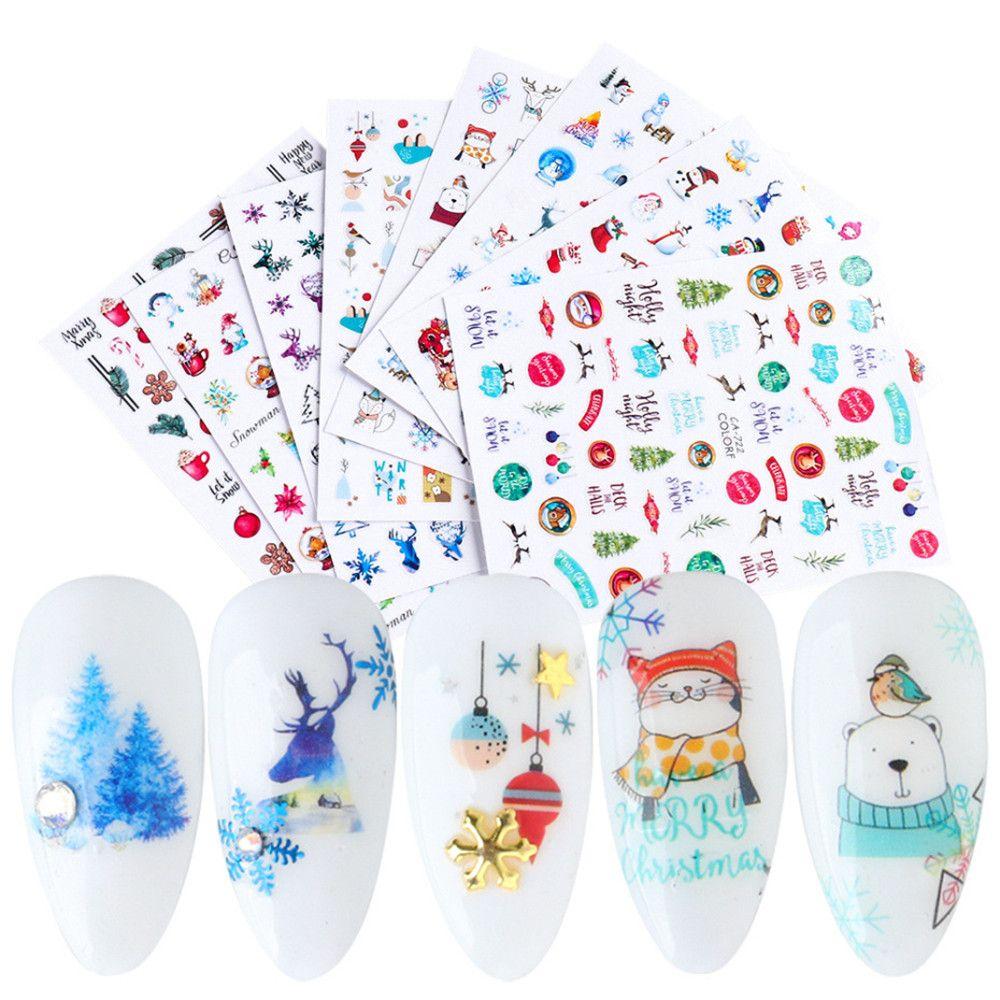 

Снежинка Рождественские украшения из сплава накладки для ногтей наклейки для дизайна ногтей с Рождеством 3D наклейки для ногтей