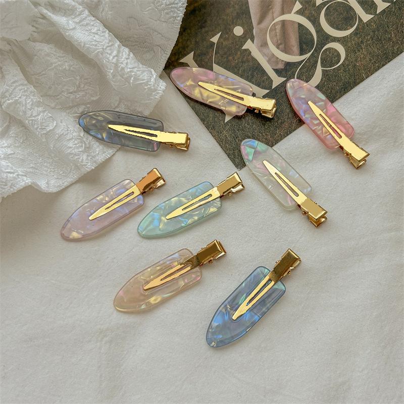 5 Stück Cwllrn Mädchen Nahtloses Haarspangen-Set Damen Acetatplatte Keine Biegung Pony-Clip Entenschnabel-Haarnadeln Make-up Haarstyling-Werkzeug