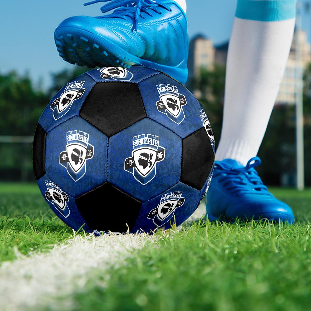 SC Bastia Soccer Ball, Colorful, Suitable for All Ages, Machine-stitched, PVC Material, Competition Grade, Durable and High Bounce