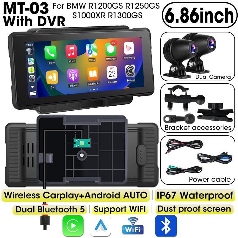 6.86 Inch DVR Motorcycle For BMW R1200GS R1250GS S1000XR R1300GS GPS Navigation Moto Touch Screen Portable CarPlay Android Auto