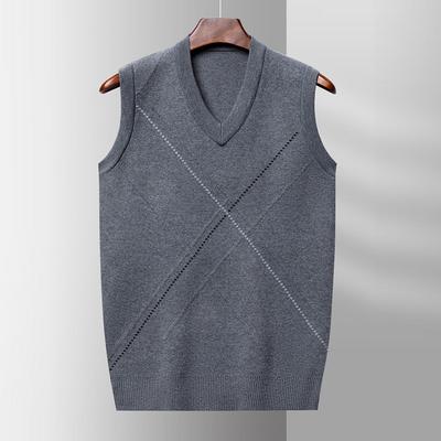 Papa Gepolsterte Warme V-Ausschnitt Ärmellose Strickweste für Ältere Männer Weste Weste für Mittelalte und Ältere Unterzieh-Pullover