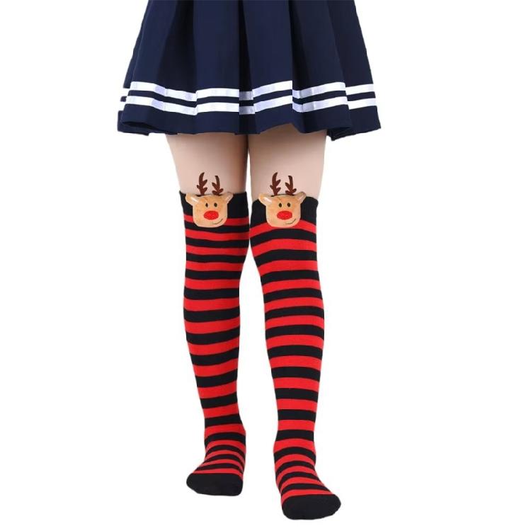Women's Thigh High Stockings with Reindeer Christmas Stockings Over the Knee Socks Halloween Cosplay Costumes Hosiery