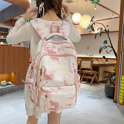 New National Style Versatile Tie-dye Backpack Student Large-capacity Simple Schoolbag Female Niche Personality Casual Backpack Female