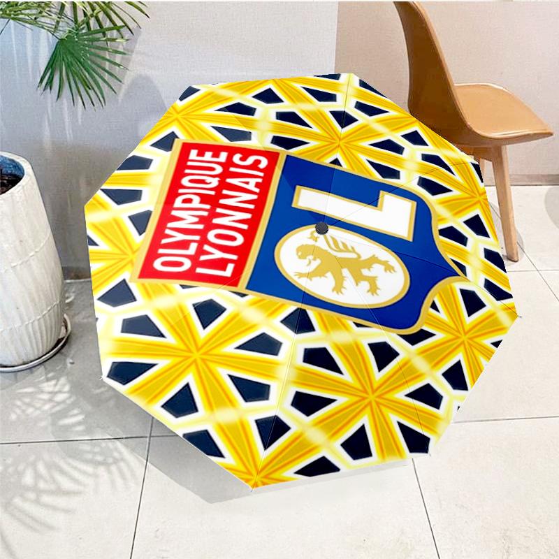 Lyon Football Crest Design Printed Automatic Umbrella, 8-Frame for Travel, camping, Casual Umbrella, Essential Gift for for family and friends