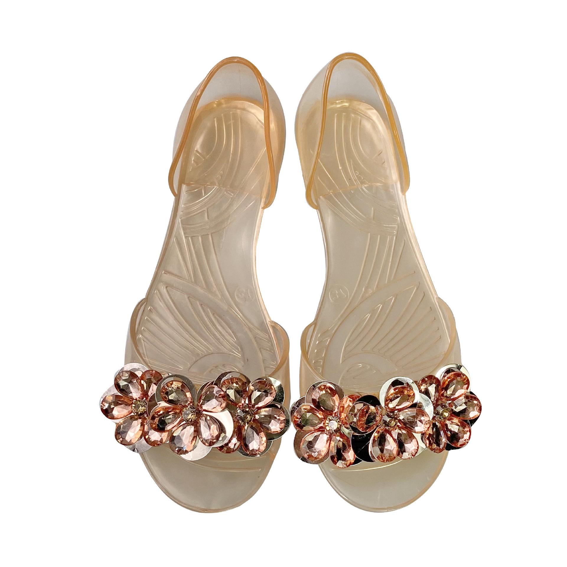 

Sandals Women S Shoes Summer Flat-Soled Transparent Jelly Shoes Soft-Soled Pvc Flat Shoes 41 шампанського