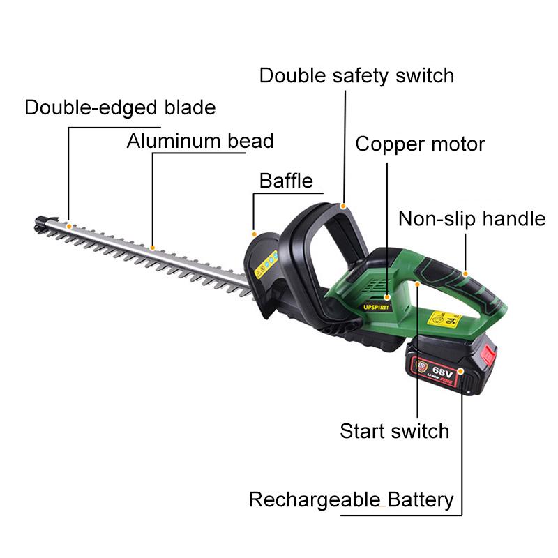 1400RPM Electric Hedge Trimmer Cordless Garden Trimmer Lawn Mower Rechargeable Weeding Shear Pruning Mower Garden Power Tool