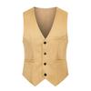 Men Waistcoat Solid Color Single-breasted V Neck Sleeveless Spring Vest for Work