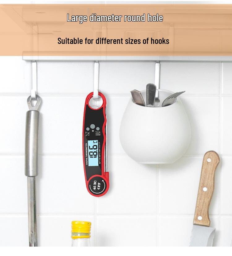 Hochpräzises digitales Fleischthermometer mit Temperatur- und Feuchtigkeitssensor, klappbare Sonde, hitzebeständig für Küche & Haushalt