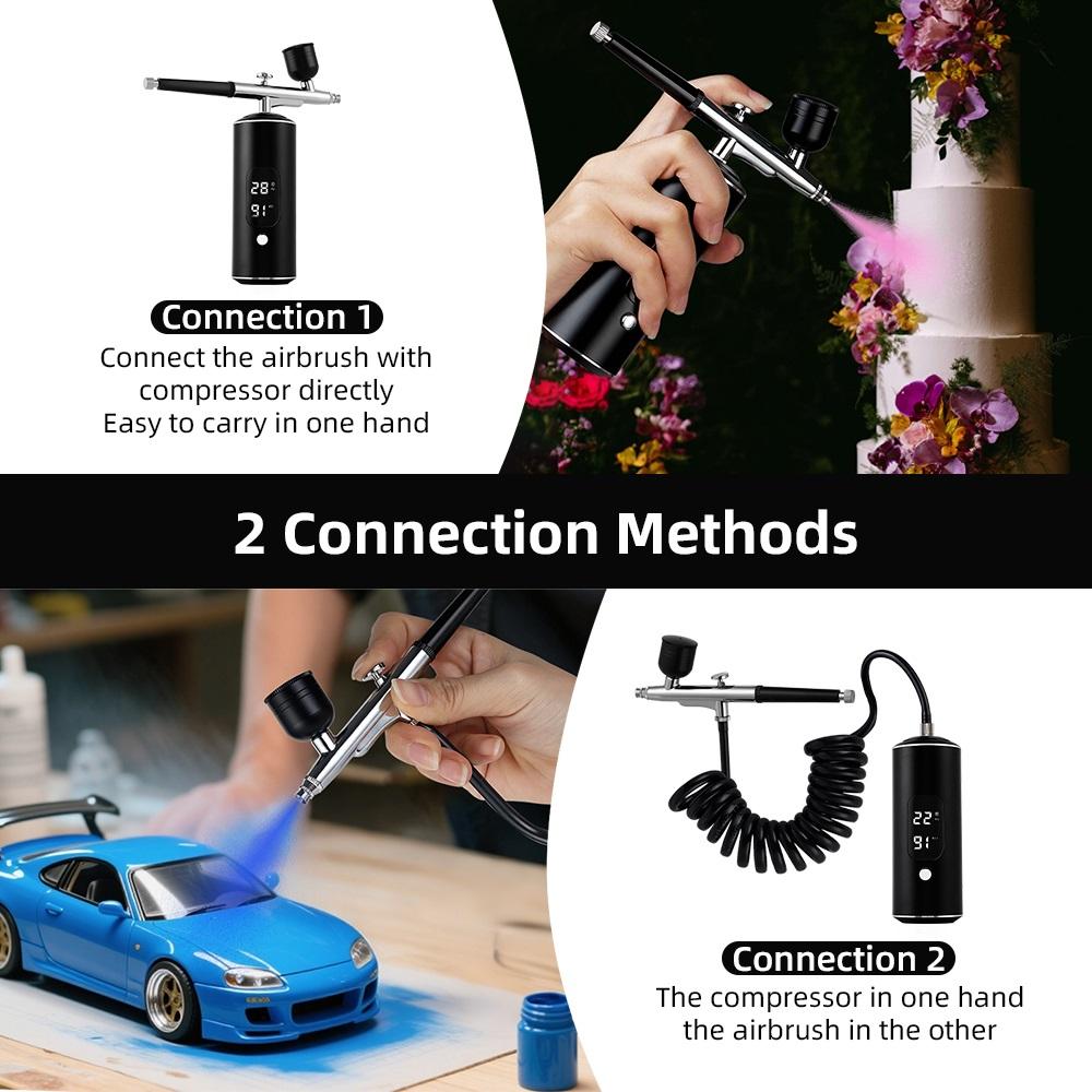 Portable Air Compressor Single Action Airbrush Painting Kits 0.3mm Nozzles Spray Gun for Model Cake Nail Art Airbrush Compressor