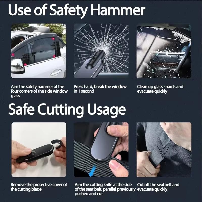 Marteau de sécurité pour voiture Brise-vitre d'urgence Coupe-ceinture de sécurité pour Cadillac ATS BLS CT6 CT4 SLS CTS ESCALADE STS XLR XT4 XT5