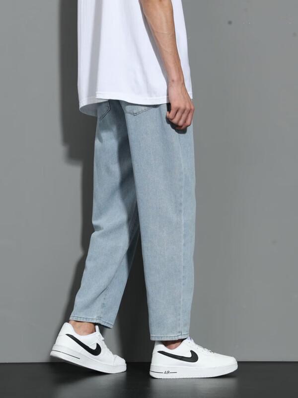 Dingfengbaoluo Men's Loose Straight Cropped Casual Pants