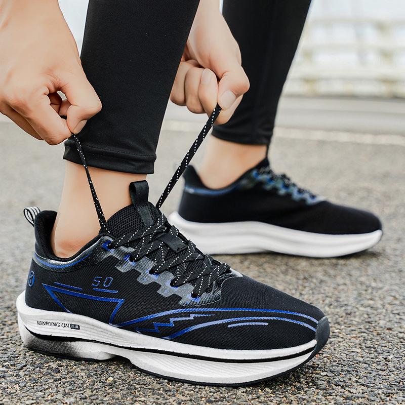 Autumn and Winter Red Rabbit Carbon Board Running Shoes Mesh Ultra-light Sports Shoes Men's Couple Versatile Casual Popcorn Running Shoes