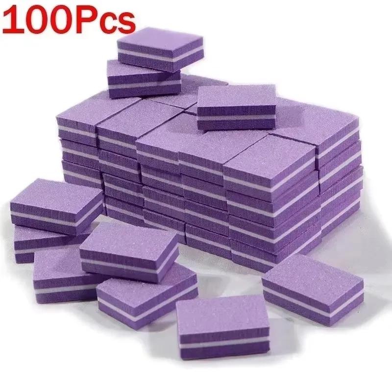 10-100PCS Double-sided Mini Nail File Blocks Colorful Sponge Nail Polish Sanding Buffer Strips Polishing Manicure Nail Art Tools