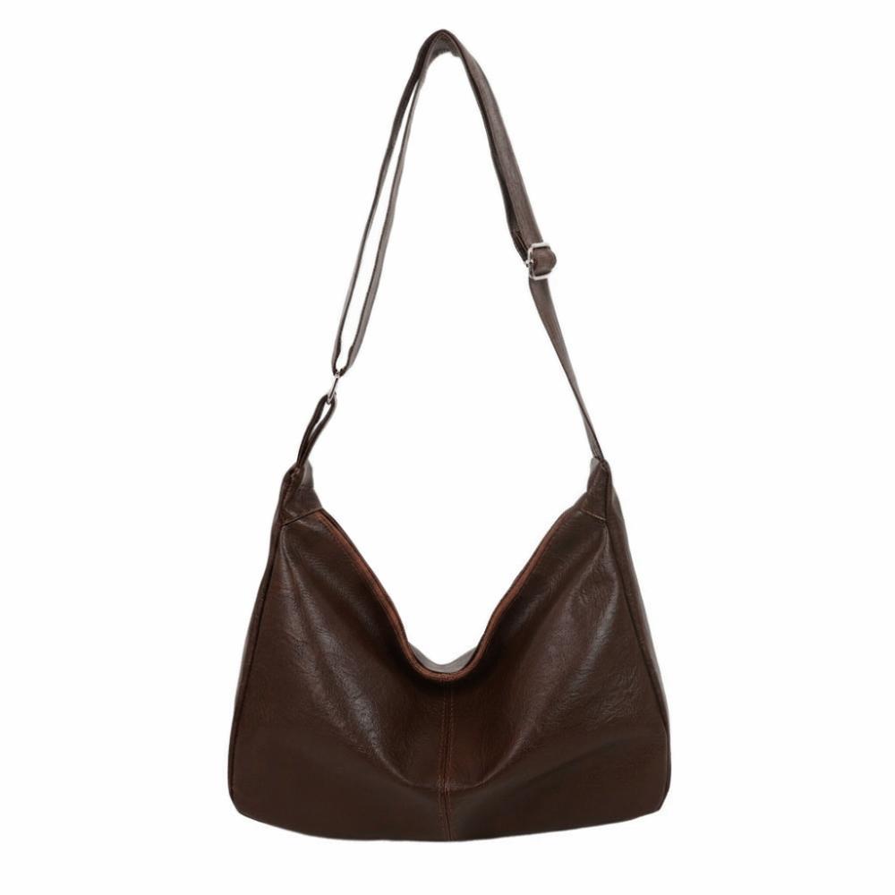 

PU Leather Retro Crossbody Bags Solid Color Large Capacity Purses Handbags Underarm Bag High Quality Messenger Bag Women Men