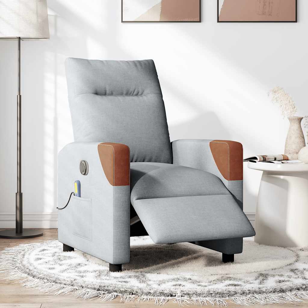 Foldable Massage Armchair, Electric, Light Gray, Fabric