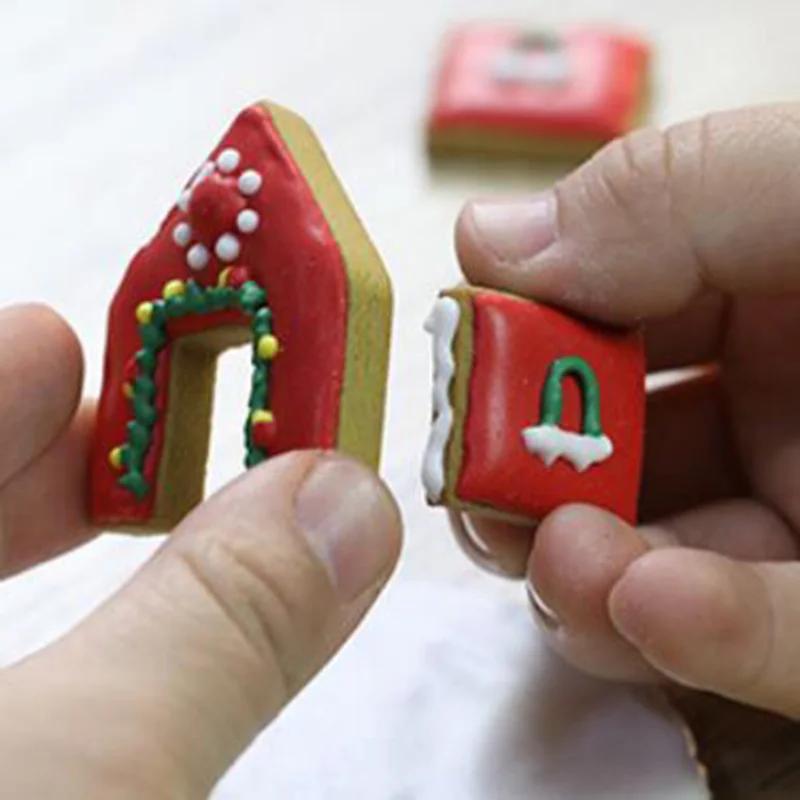 3Pcs 3D Mini House Scenery Christmas Cookie Cutter Set Cookie Biscuit Mold Steel Gingerbread House Fondant Cutter Baking Tool