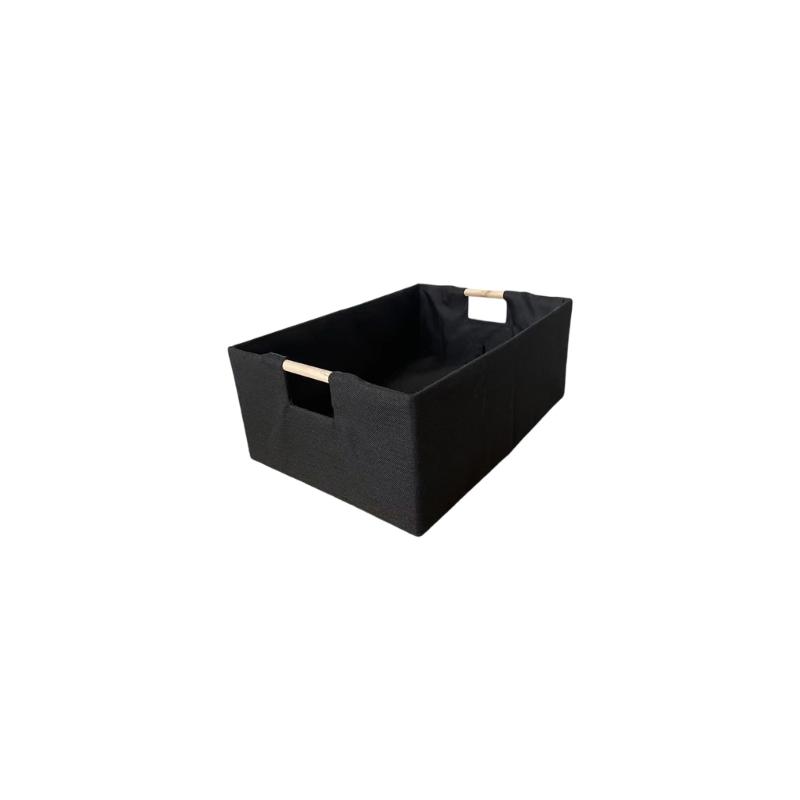 Sturdy Fabric Storage Bin With Reinforced Bottom Wooden Handles for Bedroom Office