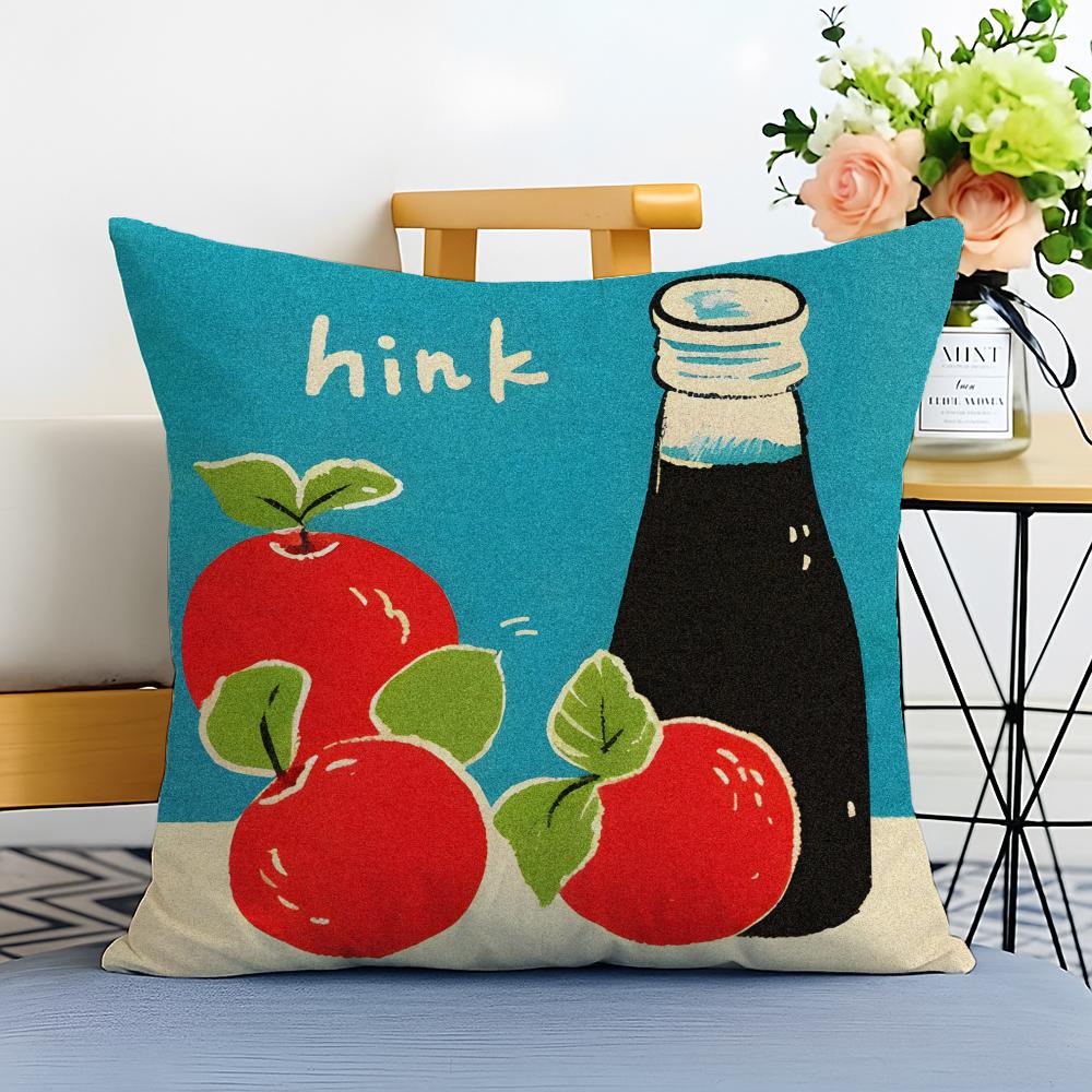 Cartoon handdrawn cat Cushion Cover Washable Linen comfort Soft for Sofa Bed Cozy Home Room Decor
