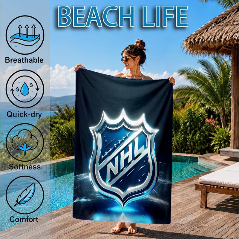 Nhl Hockey League Emblem Beach Towel, Super Soft Microfiber, Perfect Gift for Her/Him, Birthday, for Pool, Beach, Travel, Decor Beach Party