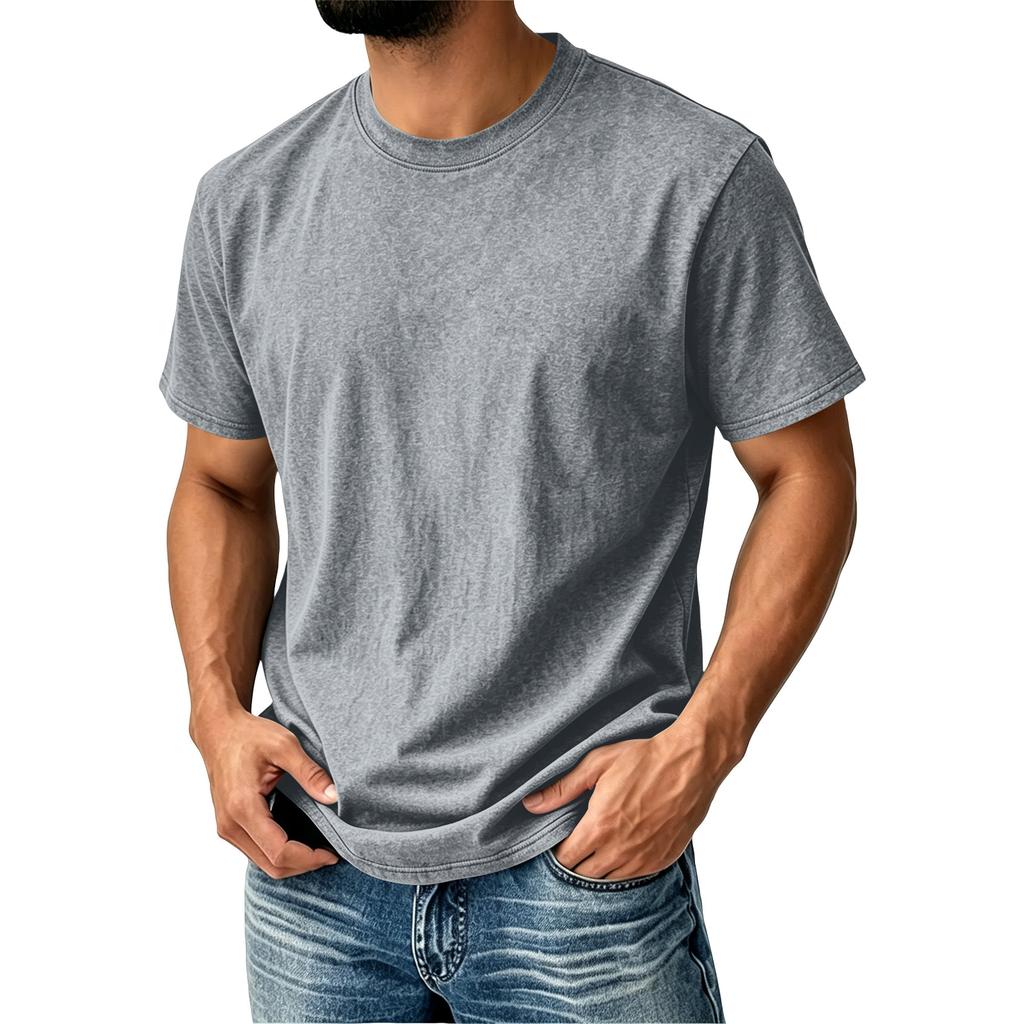 Men’s Vintage Crew Neck Short Sleeve T Shirt Classic Fit Cotton Material Casual Basic Top for Everyday Wear
