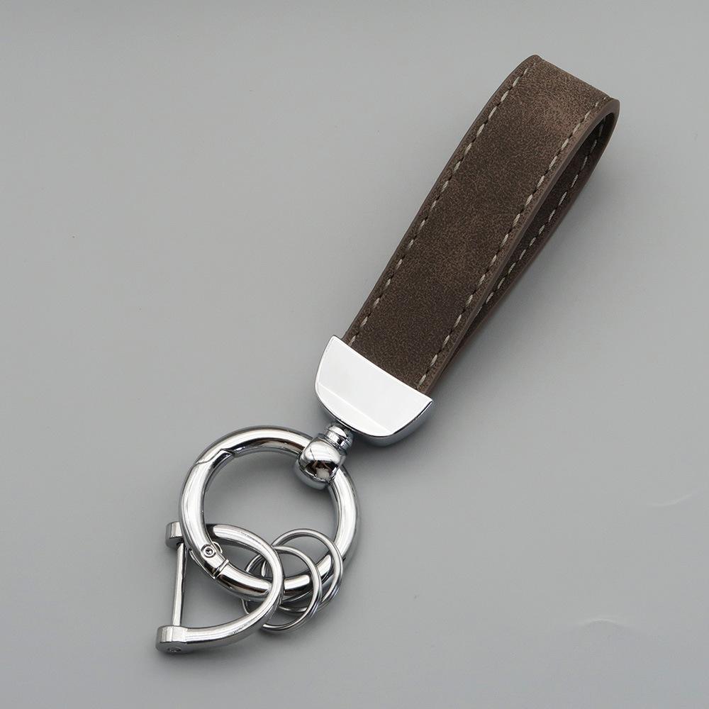 Custom LOGO Suede Leather Keychain Vintage Laser Engrave Car Key Ring Holder for Men and Women Personalized Key Chains Ring