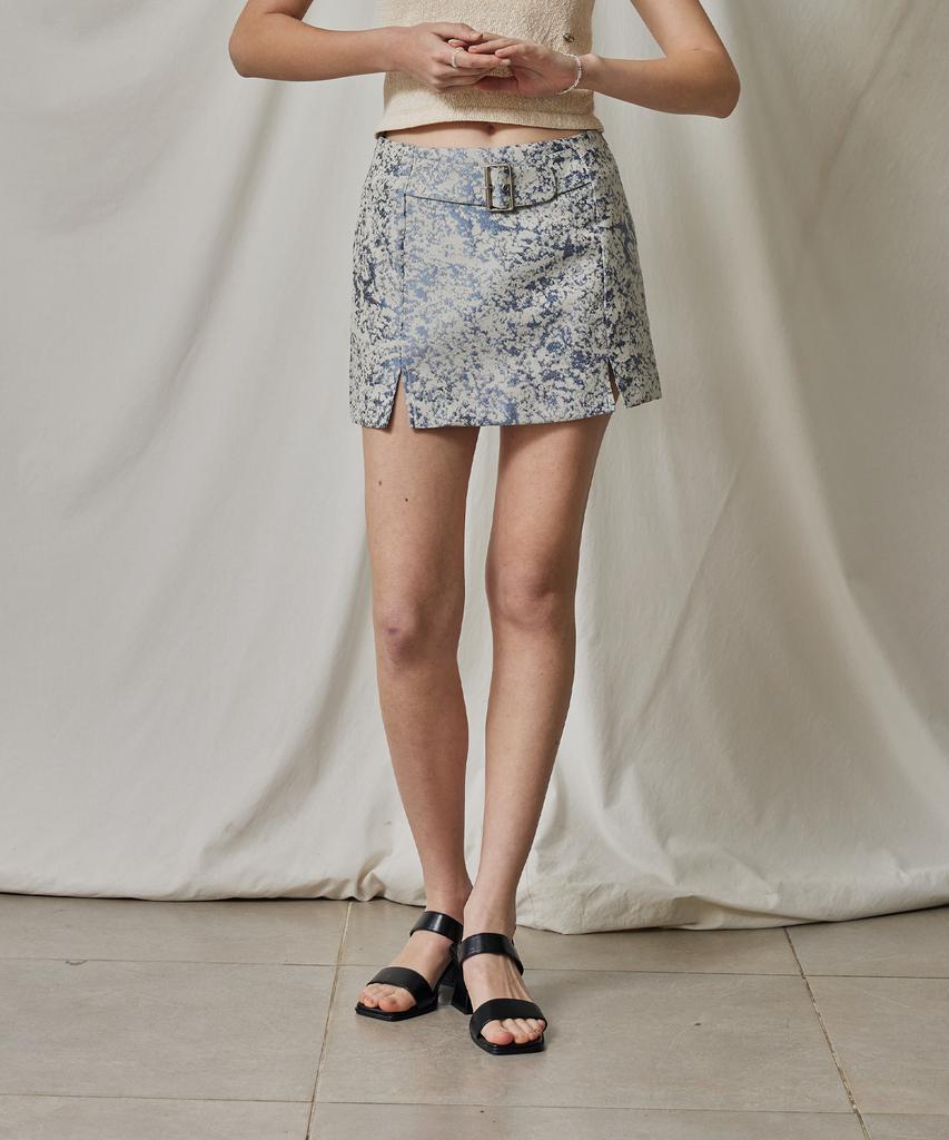 Itove Seoul Low-Rise Jacquard Slit Skirt