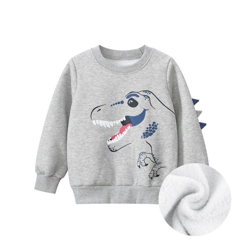 27Kids Children's Clothing Autumn and Winter Fleece Sweatshirt for Boys Dinosaur Clothes Baby Fleece Pullover Top