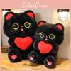 Cute Heart-hugging Black Cat Plush Toy Cartoon Cat Pillow Doll For Children Sleeping Rest Cushion