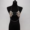 Women's Body Belly Chain Silver Bra Jewelry Sexy Necklace Bikini Sexy Hollowed Out Chest Chain for Beach Party Women